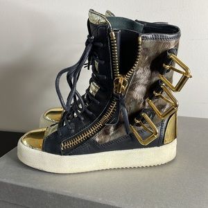 Giuseppe Zanotti Platino High Top Sneaker Boots
